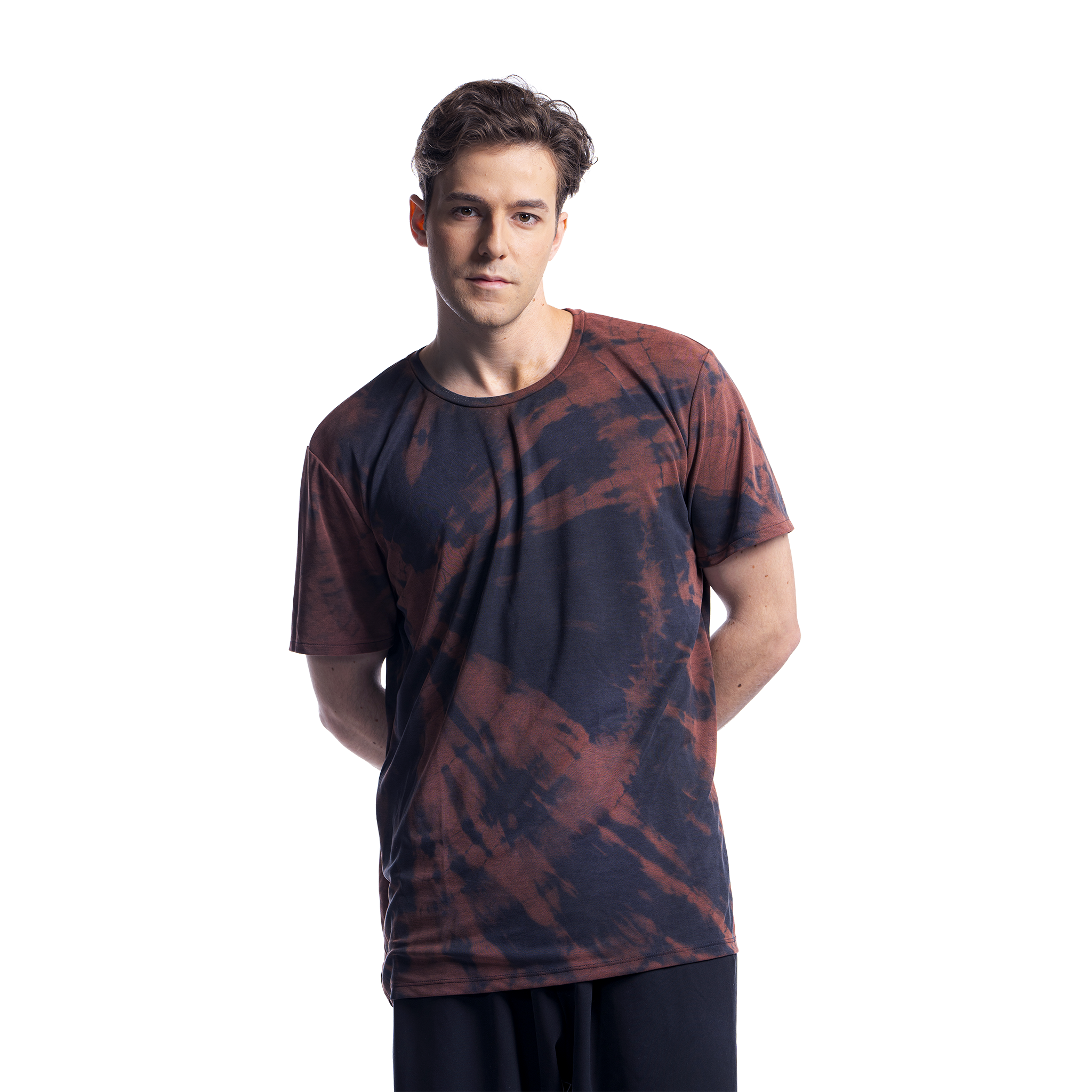 Standart Fit Siyah Sun Tie Die Tişört