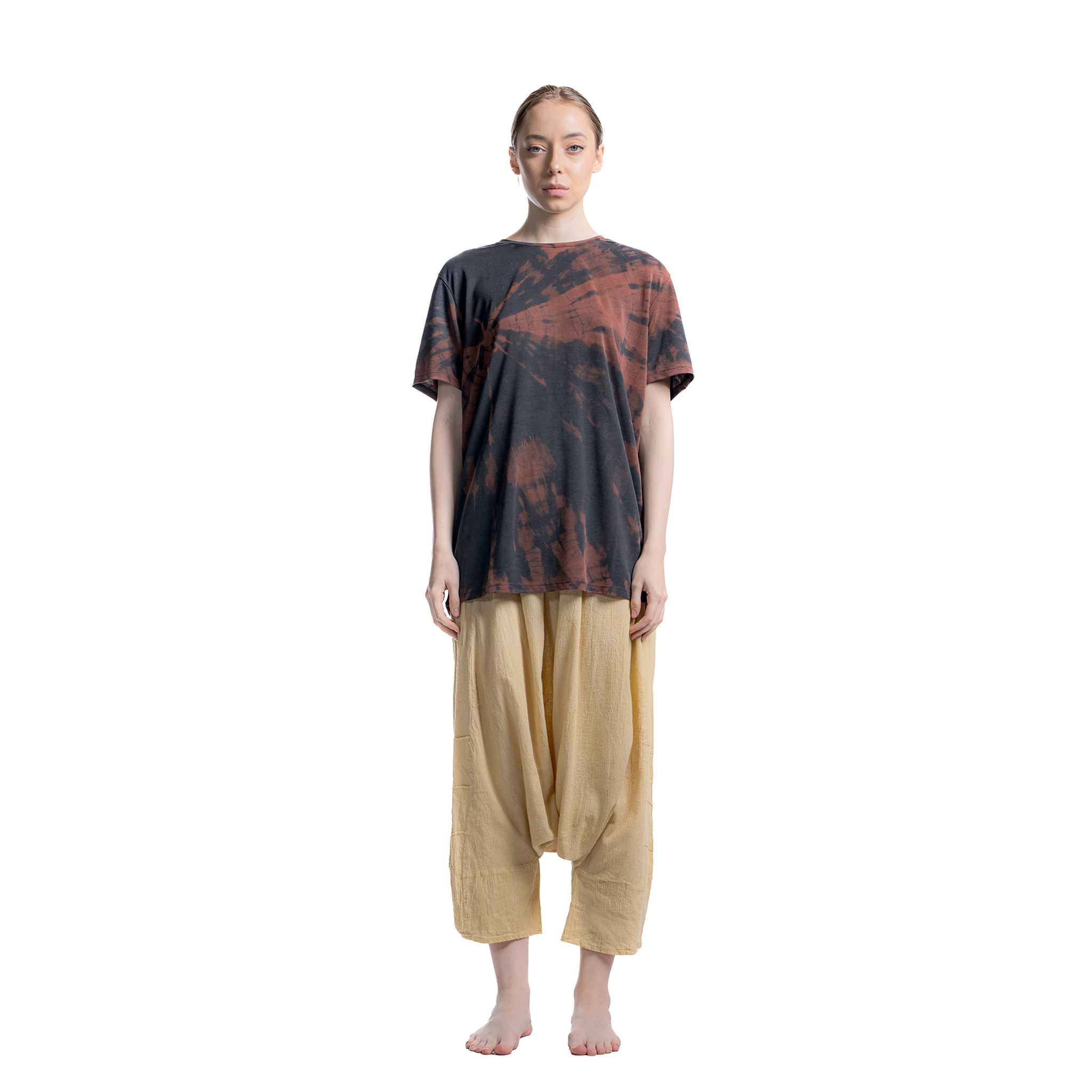 Standart Fit Siyah Sun Tie Die Tişört