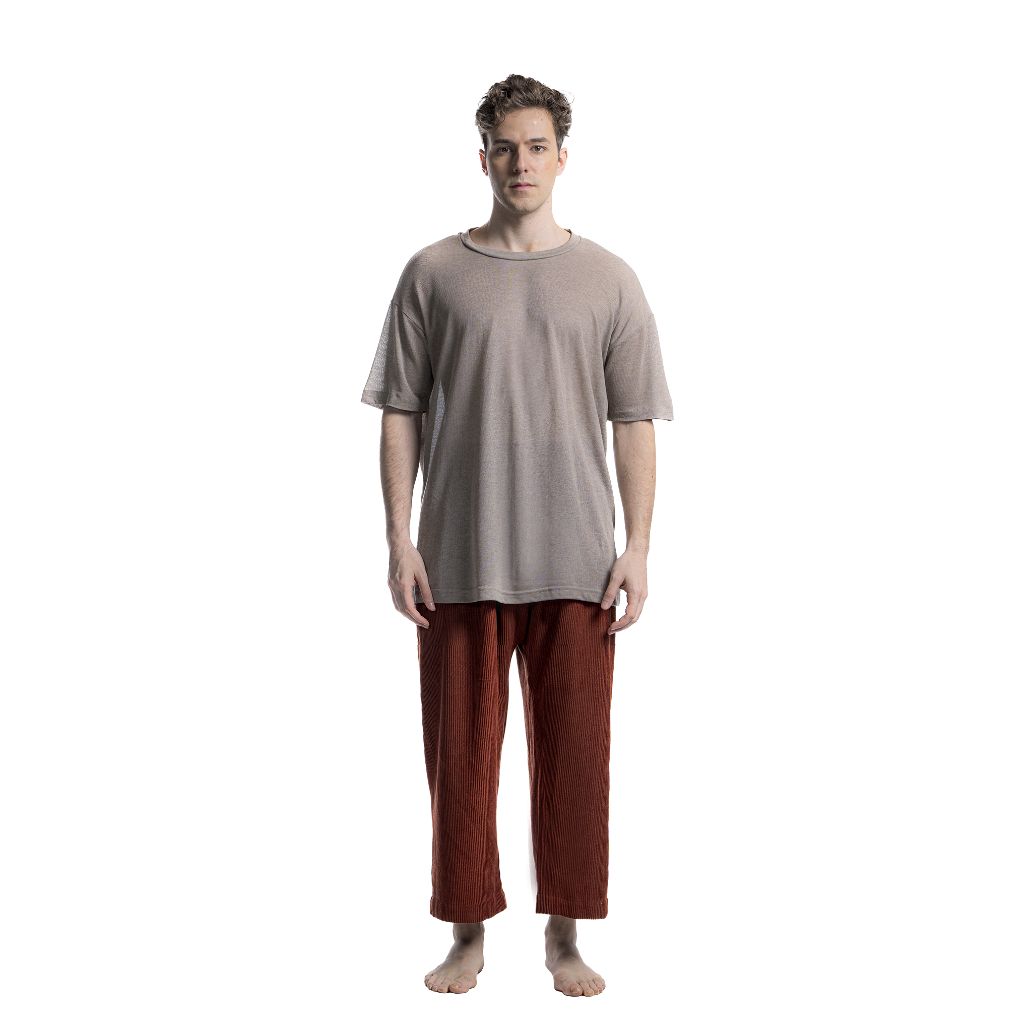 Oversize Açık Terra Keten Tişört