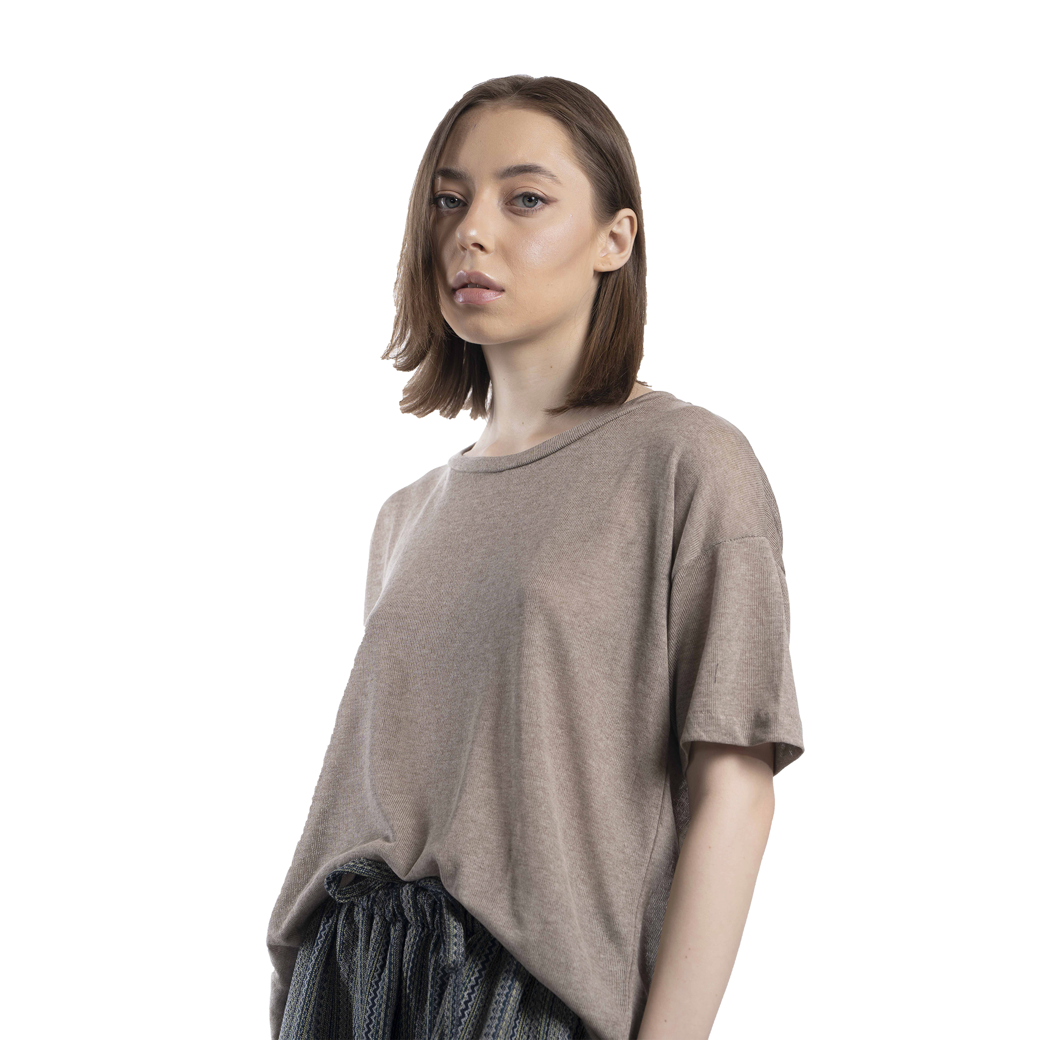 Oversize Açık Terra Keten Tişört