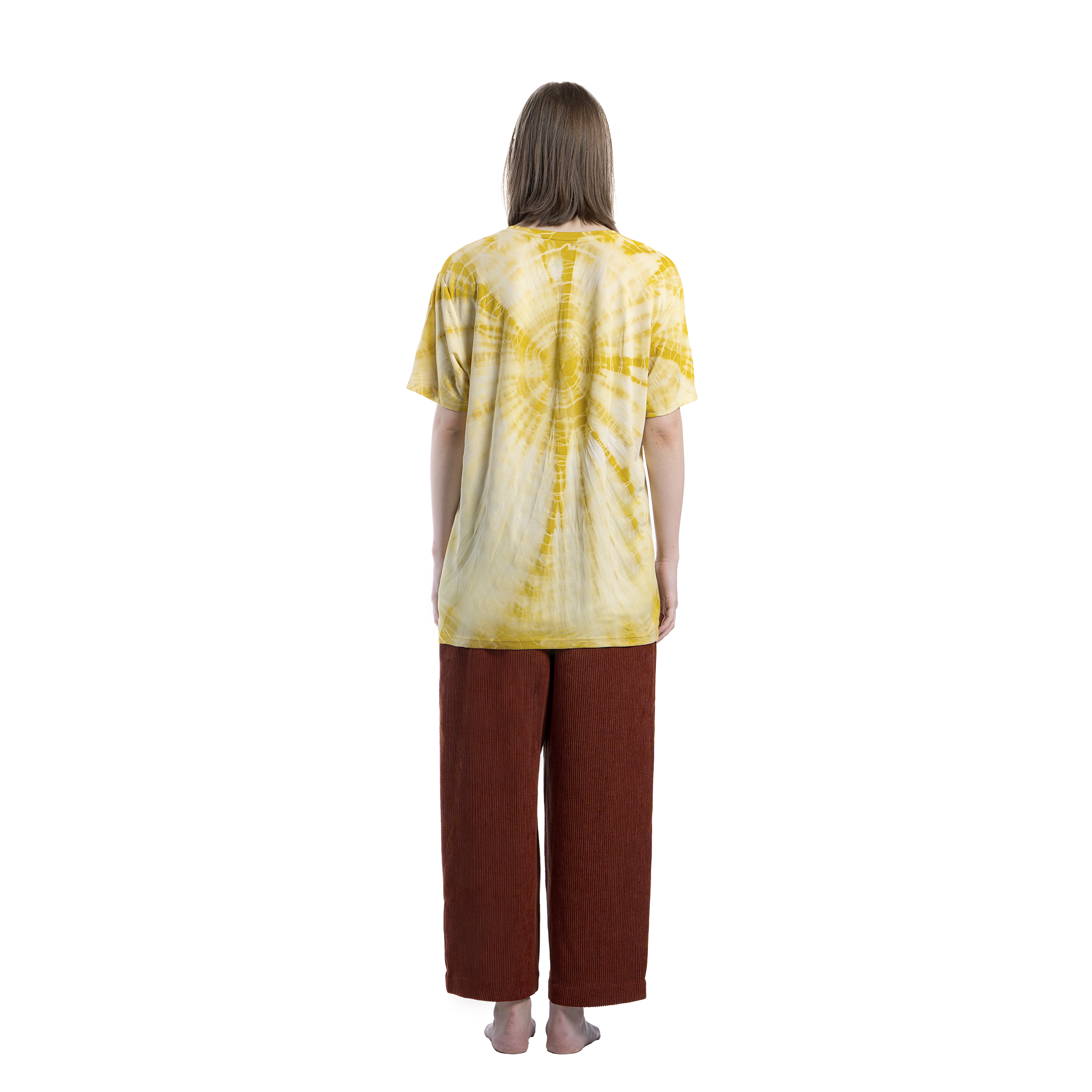 Standart Fit Sarı Güneş Batik Tişört